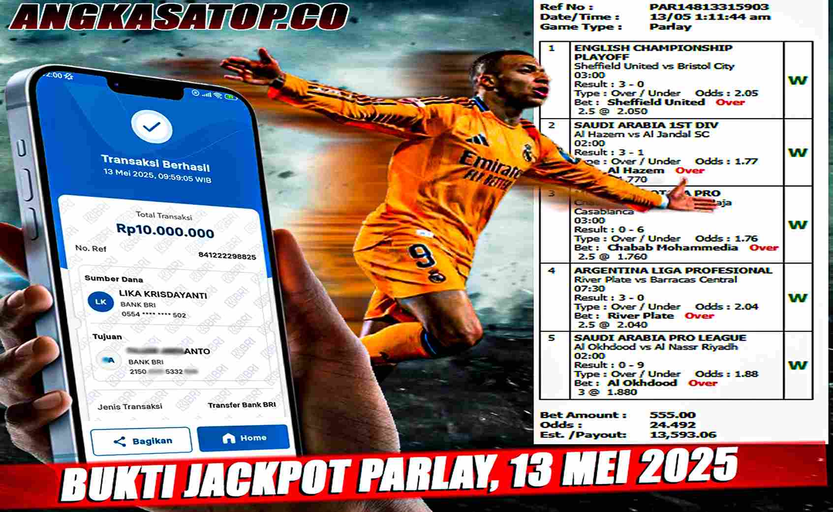 INFO KEMENANGAN ANGKASA BOLA 13 MEI 2025
