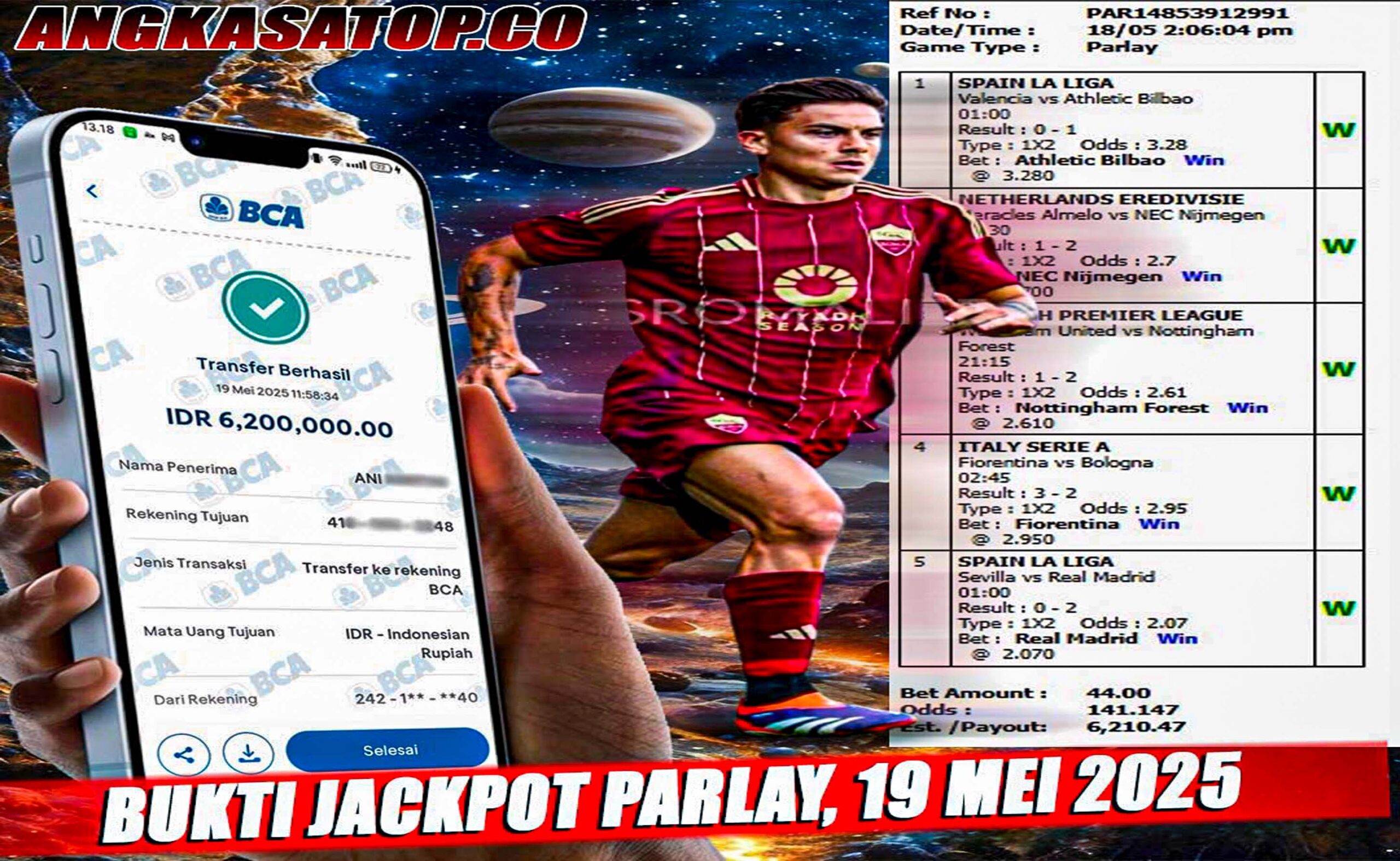 INFO KEMENANGAN ANGKASA BOLA 19 MEI 2025
