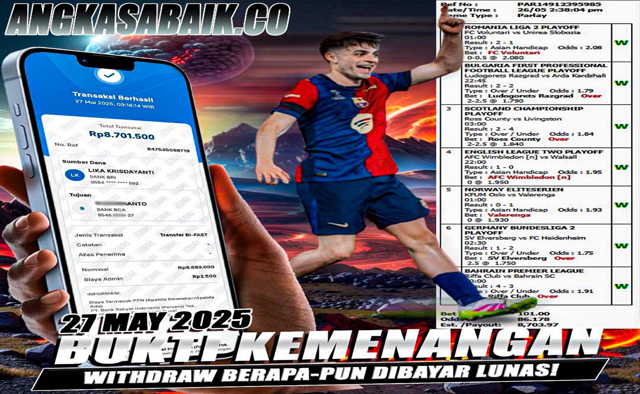 INFO KEMENANGAN ANGKASA BOLA 27 MEI 2025